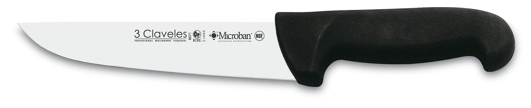 3 Claveles Set de 3 Corte de Jamón Profesional, Incluye Cuchillo Carnicero, Deshuesador y Jamonero Alveolado, Chaira y Estuche Portacuchillos, Tela, Negro, 0 cm