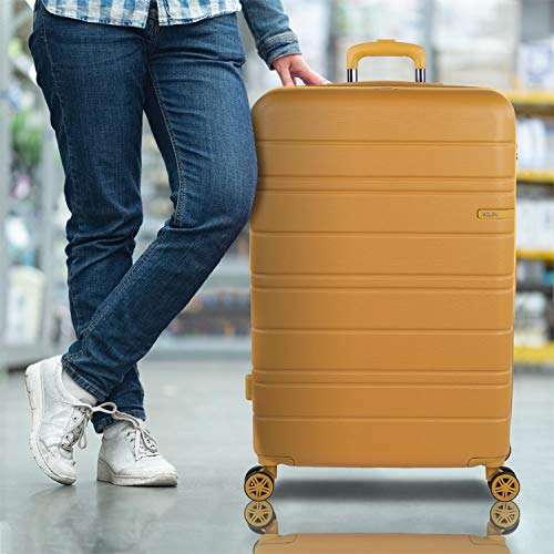 JASLEN - Grote reiskoffer 4 wielen Trolley uitschuifbare onbuigzame ABS. Hard licht en prettig comfortabel oefenen. Hoogwaardig merk en stijl. TSA-slot. Lange reizen 171270, Color Mosterd - Image 3