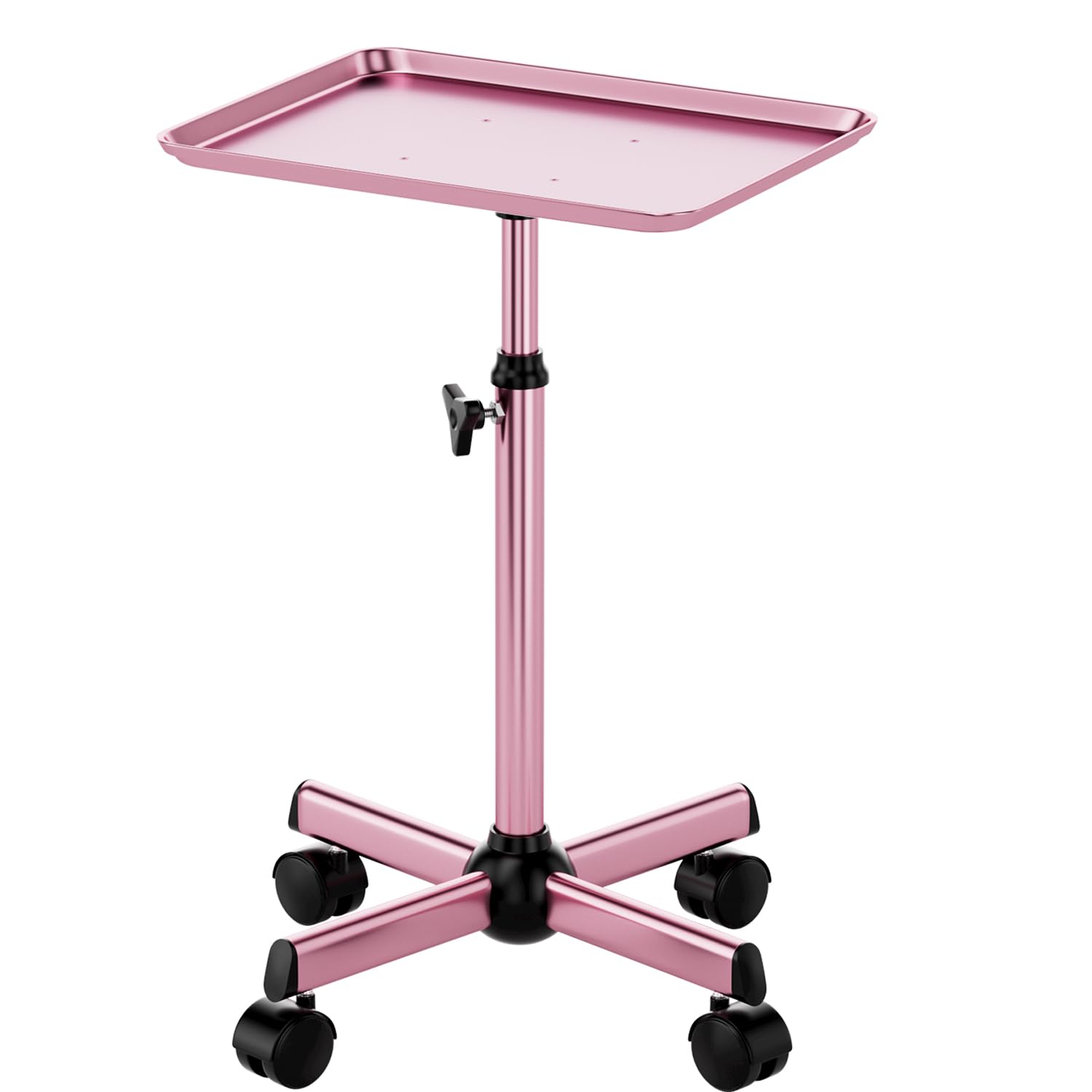 Plateau à rouler pour salon de spa, plateau de tatouage, plateau dentaire réglable en hauteur, plateau de salon sur roulettes, chariot à roulettes en métal de qualité supérieure, rose