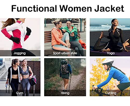 July's Song Women Workout Jacket Lightweight Full Zip Up Slim Fit Athletic Tops Clothes For Girls Running Yoga Gym, Black #TOP6