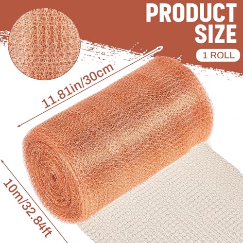Image of Gisafai 12'' X 32 ft Copper Mesh Roll for Rodent Control, 1 Roll