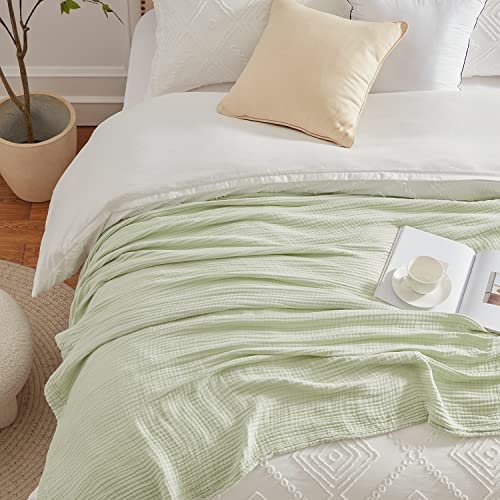Accotia Muslin Cotton Throw Blanket For Adults Toddlers And Kids, Ultra Soft Lightweight Cotton Blanket With 4 Layers For All Season (55"X75", Sage Green) #TOP3