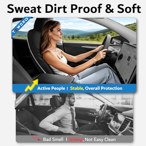 Premium Microfiber Towel Tesla Model Y Juniper/3 Seat Cover, Waterproof | Sweatproof | Machine Washable | Non-Slip, Seat Protector for Tesla Model 3/Y 2016-2026 Interior Accessories - (2Pack, Black) - Image 6