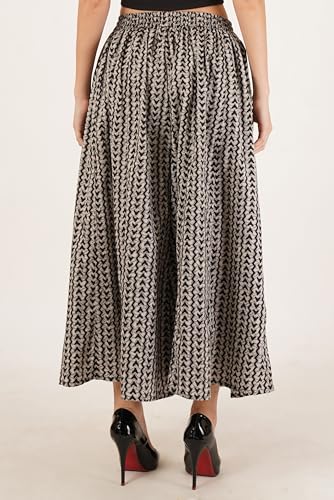 Image of COTLAND Fashions Jaipuri Cotton Printed Flared Palazzo Pants for Women