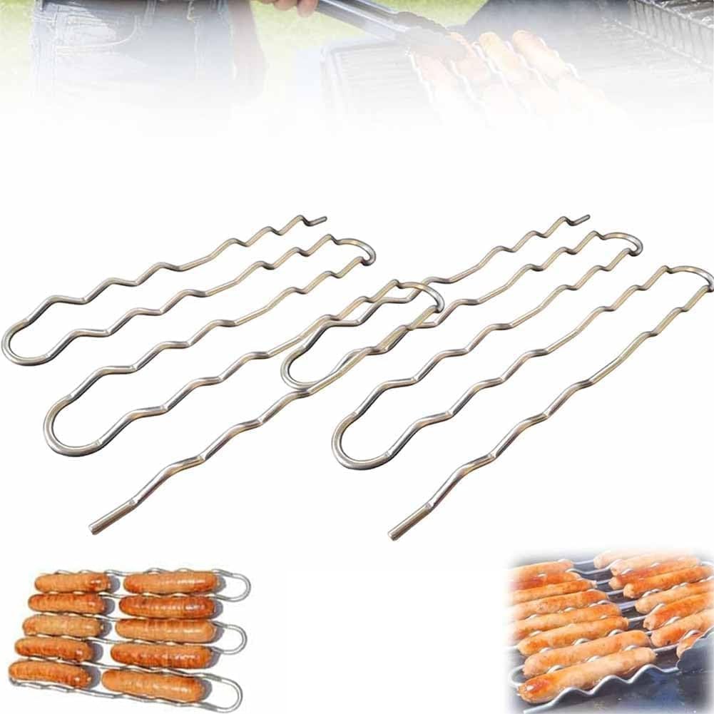 BBQ Sausage Roller Rack,360° Rotating Stainless Steel Grill Tool, Hands-Free Hot Dog Roller for Evenly Cooked Sausages,Space-Saving Grill Hot Dog Turning Holder for Outdoor Barbecues,Camping (2pcs)