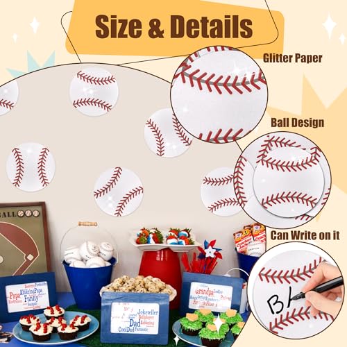 Image of Glitter Baseball Cutouts- 100Pcs Sport Ball Cut Outs Bulletin Board Baseball Shape DIY Paper Cuts Party Decorations for Sports Theme Party Baby Shower Birthday Classroom Game Day Wall Decor Supplies