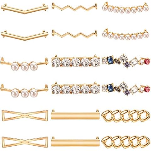 Waydress 18 Pieces Sneaker Charms Rose Rhinestones Shoelaces Decorations Clips Faux Crystal DIY Shoelace Charms for Sneakers Casual Shoes Women Girl Accessory (Simple Style) Cover