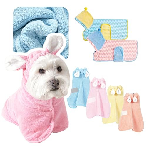 ペット用吸水バスタオル (ピンク,XSサイズ) 犬・猫用 柔らかい素材で毛を傷つけない 丈夫で長持ち プレゼントにも最適