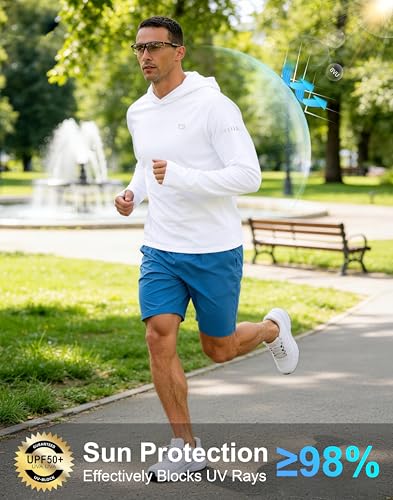 Image of Men's Sun Protection Hoodie Shirts Long Sleeve UPF 50+ Swim Shirts for Men Rash Guard Fishing Shirt Quick Dry