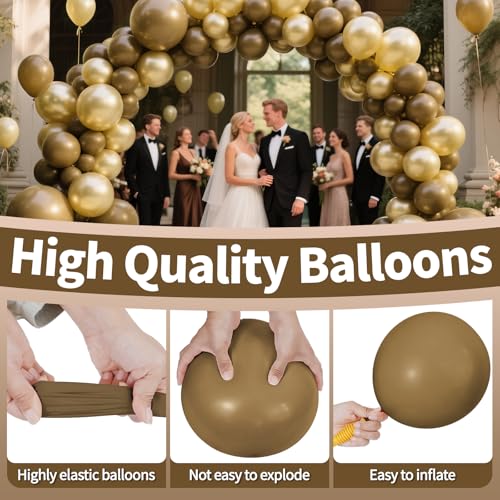 Image of Brown Balloon 12 Inch, 110pcs Latex Party Balloons Helium Bright Color for Birthday Baby Shower Wedding Party Supplies Arch Garland Decoration