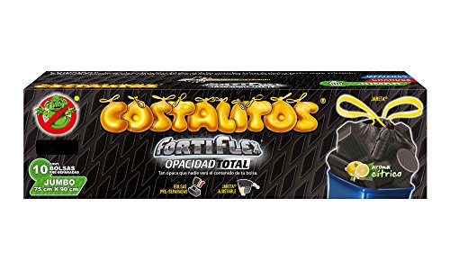 Costalitos Fortiflex 7502211161882 Bolsas Para Basura Jumbo Con Jareta, Jumbo 75cm x 90cm, Negro