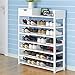 RR&LL Wolnostojący drewniany stojak na buty z szufladami, 7-poziomowy stojak na buty wejściowe, wąski wysoki regał do przechowywania butów, odpowiedni do korytarza, salonu (biały)