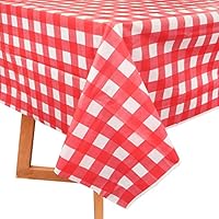 2 Stück Party Tischdecken Rot Weiß Kariert 137x274cm Rechteckig Wasserabweisend Karo Tischtuch Abwischbare Kunststoff Tischdecke für Gartentisch Feierntage Party Weihnachten Hochzeit Picknick usw.