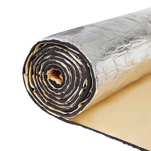 FUELHOOD 断熱マット 断熱シート 車 断熱材 吸音 防音材 車用断熱マット ドア断熱 デッドニング 防音シート アルミ フォーム シルバー 熱反射 吸音 断熱遮音材料 厚さ6mm 60cm*100cm フロア 屋根 エンジン用 内装パーツ アクセサリー