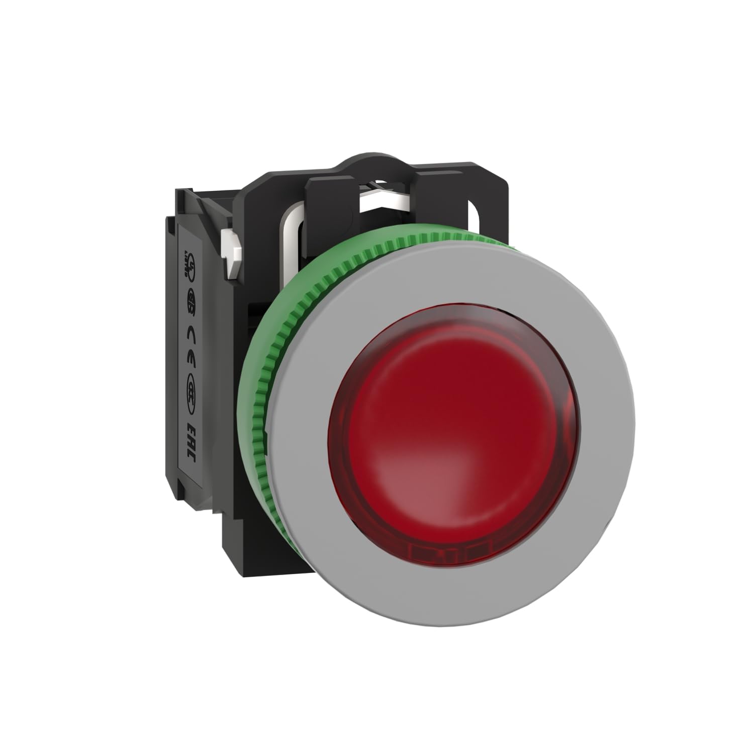 Bouton poussoir lumineux rouge LED 24V avec contacts 1NO 1NC pour signalisation d'état