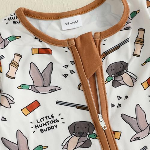 Baby Girl Boy Hunting Outfit Elk/Duck Long Sleeve Zipper Jumpsuit Infant One Piece Romper Newborn Fall Winter Clothes4