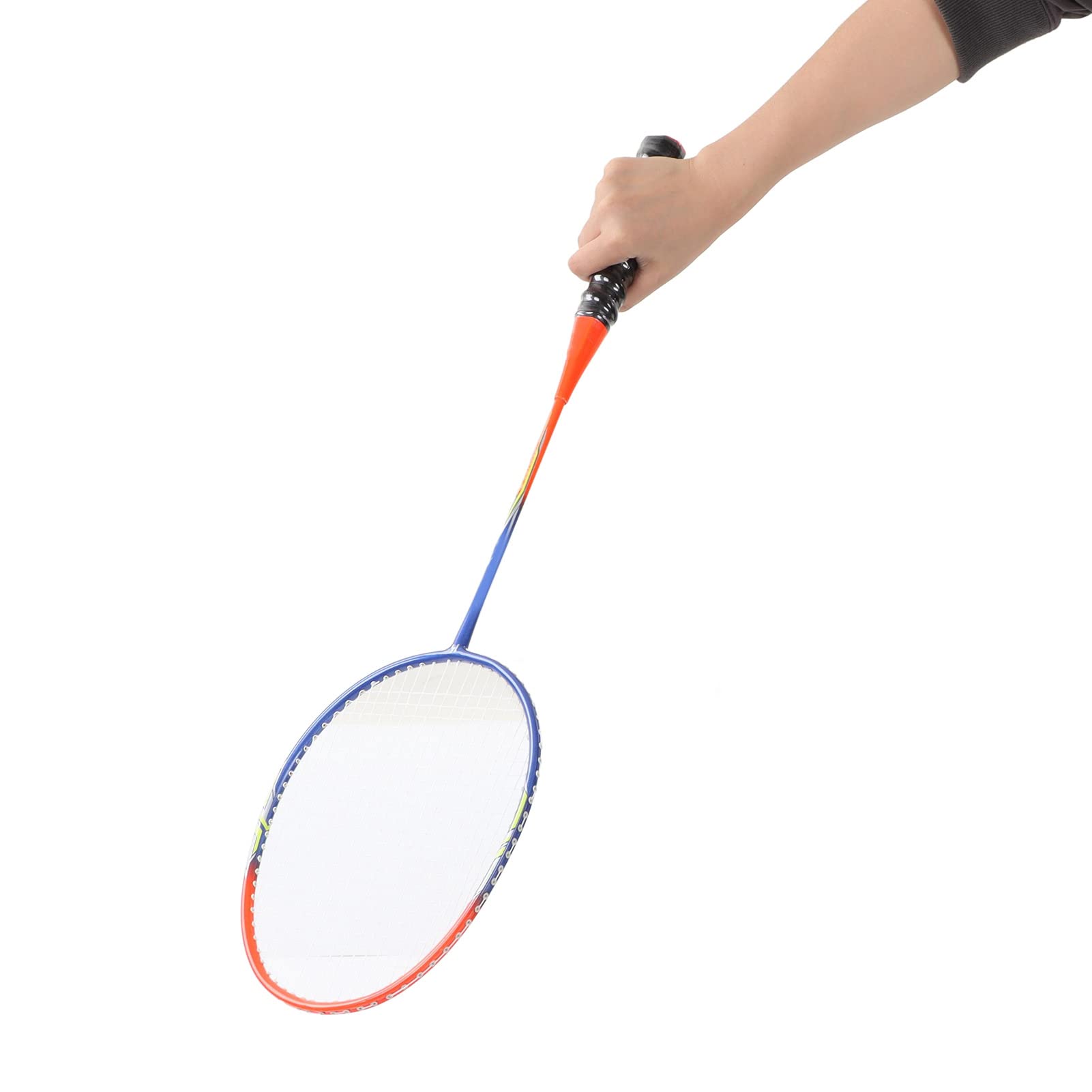 Set di Racchette da Badminton, 2 Racchette in Ferrolega Leggera in un Unico Pezzo per Principianti e Professionisti, Arancione, Portatile 26,0 Pollici