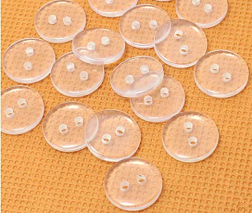 100Pcs de Ropa de Resina Botones - 2 Agujeros Transparentes Botones de Costura Artesanía Bricolaje Botones Redondos Camisa Conjunto de Accesorios de Costura (10mm) Cover