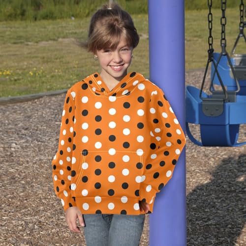 GAIGEO Navy Blue Polka Dots Kids & Toddler Sweatshirt, Hoodie for Kids, Kid Sweatshirt, Toddler Girl Sweatshirt Size 4T4