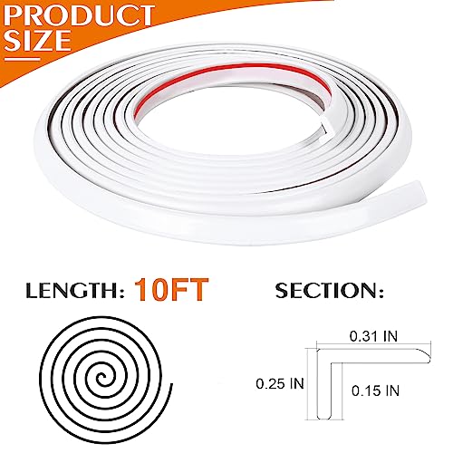 Image of Kikerike Peel and Stick Tile Edge Trim 10Ft L-Shape Outside Corner Molding Vinyl Exterior Edging Moulding for Bathroom Backsplash End Shower Wall Edges Furniture Decoration - White 10Ft(White)