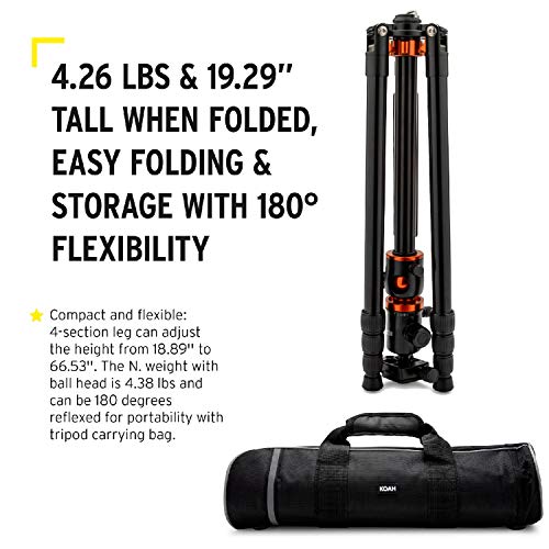 Koah Aphelion Alpha Professional 72 inch Lightweight Aluminum Horizontal Tripod & Monopod with 360 Degree Ball Head & Quick Release Plate (Sony, Panasonic, Nikon, Canon, Fuji) - Thumbnail 7