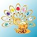 24K Gold Plated Deluxe Peacock Tea Light Candle Holder - Multicolor - Swarovski Crystal