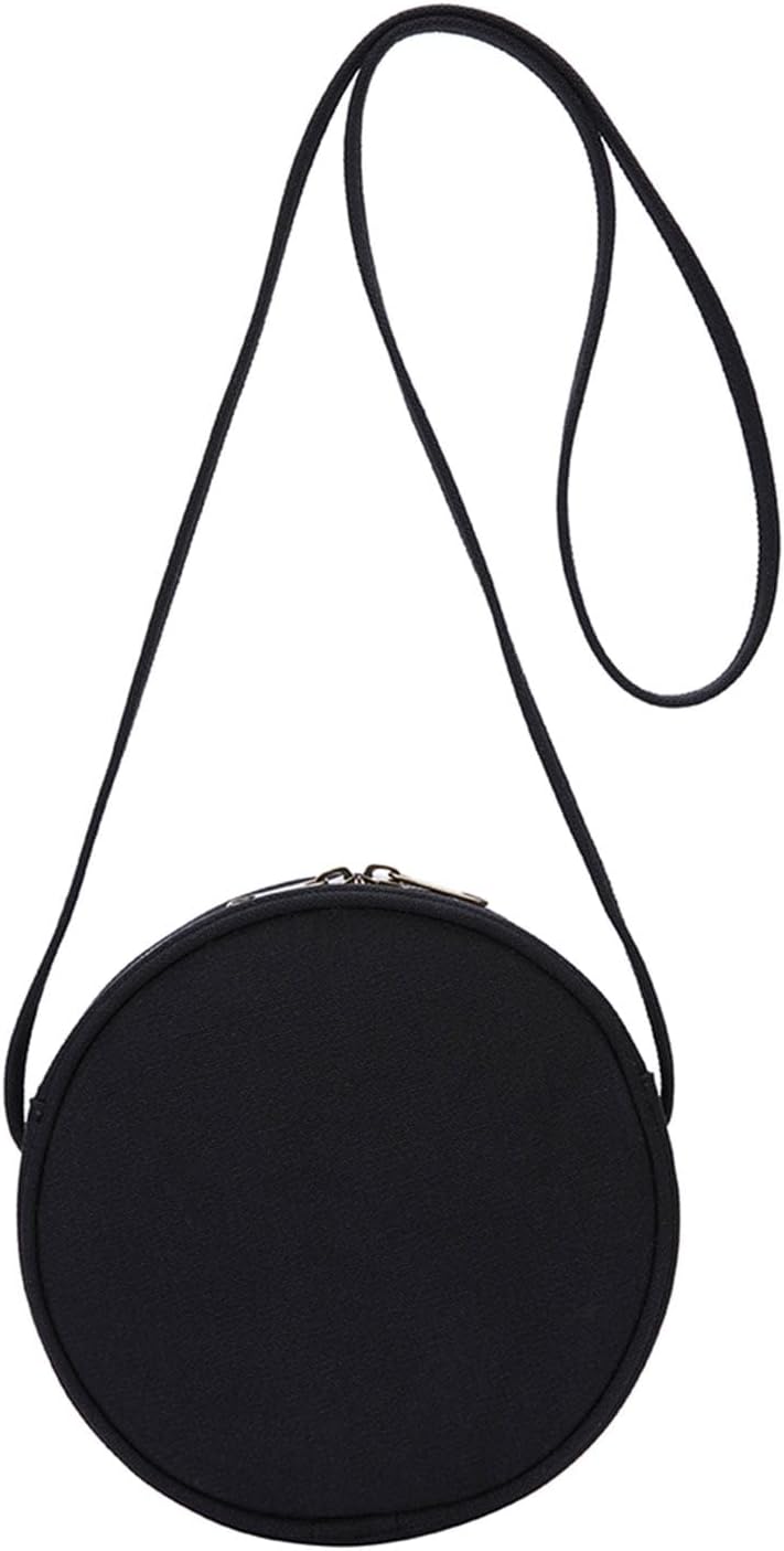 Circle Crossbody Bag for Women NYLON Circle Purse with Zipper Adjustable Knot Shoulder Straps