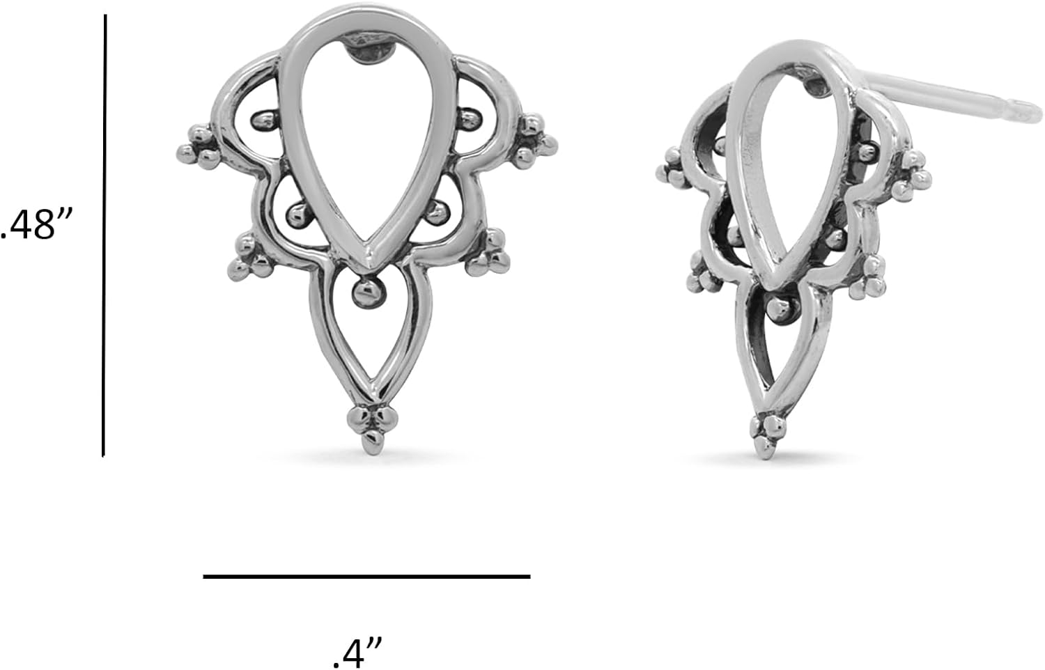 Boma Jewelry Sterling Silver Bohemian Pointed Teardrop Stud Earrings