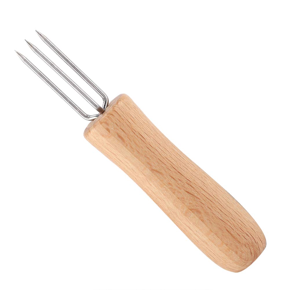 Ergonomic Wooden Handle, Stainless Steel BBQ Meat Fruit Forks, 4Pcs Barbecue Corn Holders, Effortless Cleaner, Portable and Lightweight, Suitable for Various Occasions