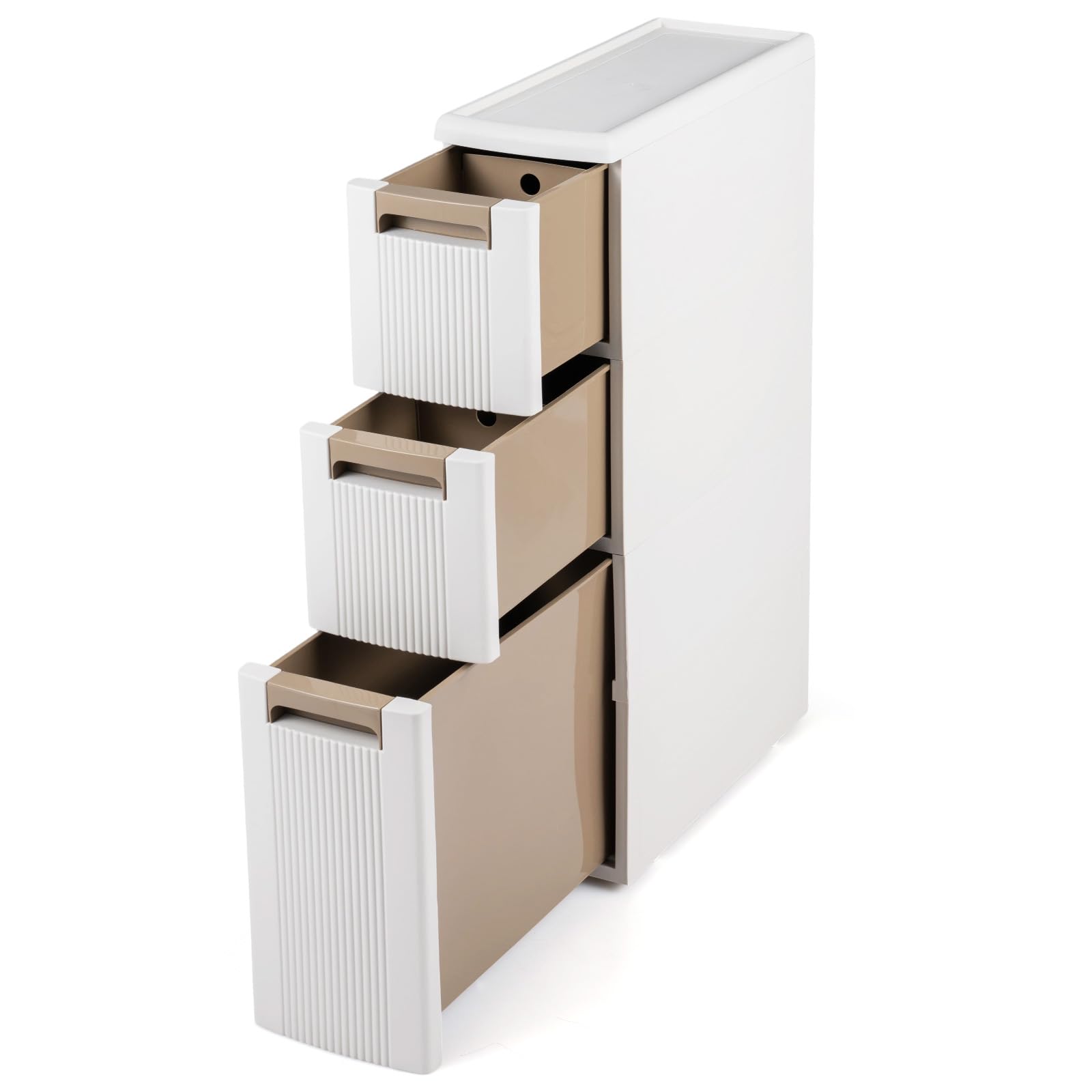 COSTWAY Petit Meuble Salle de Bain à roulettes (3 Tiroirs)