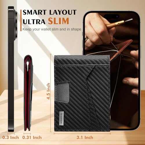 Wallet for Men, RFID Mens Wallet with 2 ID Windows Slim Wallets Minimalist With Gift Box(Red)3