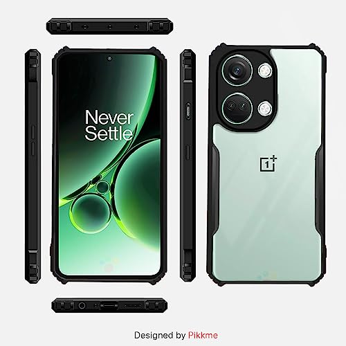 Image of Pikkme OnePlus Nord 3 5G Back Cover | Crystal Clear Transparent Back | Ultra Hybrid | Full Camera Protection | Raised Edge | Bumper Back Case (Black)