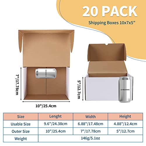 Image of ZBEIVAN 10x7x5 White Shipping Boxes Set of 20, Corrugated Cardboard Mailer Boxes for Packaging Small Business Mailing Gifts