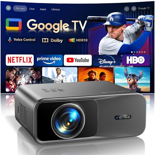 Vidéoprojecteur 4K【Google TV/Dolby/Netflix Disney+Officiel】 1000 ANSI Projecteur 4K Portable Auto Focus/Keystone,HDR10,Contrôle Vocal Projecteur WiFi Bluetooth FHD Rétroprojecteur Home Cinéma HDMIARC
