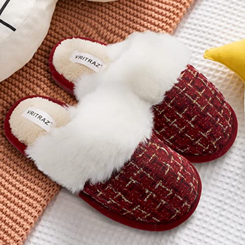 Image of VRITRAZ Women's Comfort Slip On Closed Toe Warm Winter House Clog Indoor Slipper