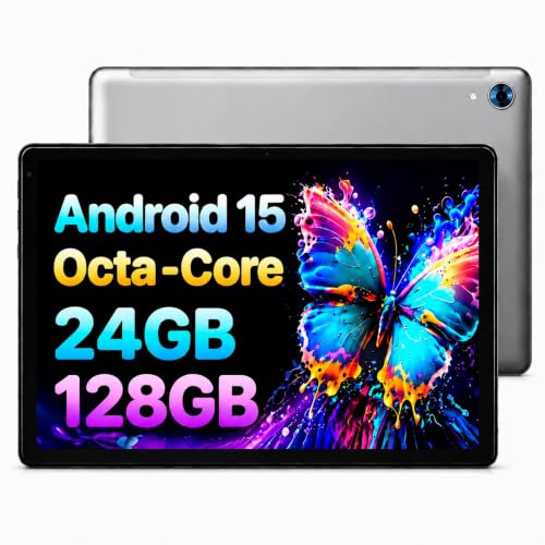 Image of Tablet, Android Tablet 10 inch, 24GB RAM 128GB ROM 1TB Expand, Octa-core Processor, HD IPS Touch Screen, 8H Large Battery, Dual Camera 8MP 5MP, Face Unlock (Gray)