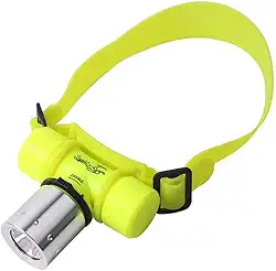 Lanterna de mergulho à prova d'água de liga de alumínio brilhante T6Led lanterna de mergulho montada na cabeça 10..000 horas de vida, natação, mergulho, caça, pesca, verde