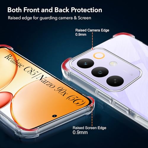 Image of Jkobi Shockproof Crystal-Clear Back Cover for Realme C85 5G | Realme Narzo 90x (Anti Yellow Case | Drop & Camera Protection | Hard Polycarbonate)