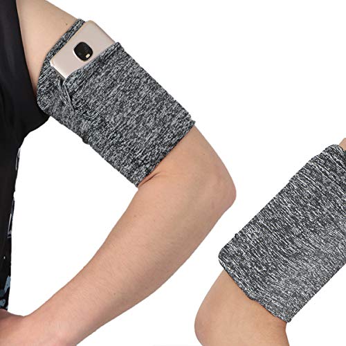Cellphone Wristband Armband Sleeve Case Strap Holder Compatible with iPhone 6 6S 7 8 Plus X XR XS 11 Android Samsung Galaxy Google Pixel for Biking Running Walking Hiking Jogging -Long/Variegated Grey