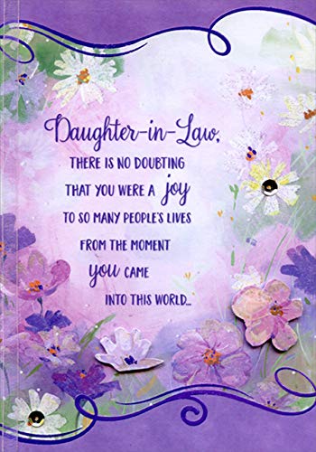 Designer GreetingsDesigner Greetings Die Cut Tip On Flowers, White Ribbon, Sequins: No Doubting Hand Decorated Designer Boutique Keepsake Birthday Card for Daughter-in-Law