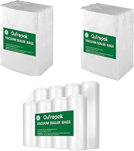 O2frepak Rollos de bolsas selladoras al vacío de alimentos sin BPA, bolsas de almacenamiento resistentes al vacío para alimentos, rollo cortado a