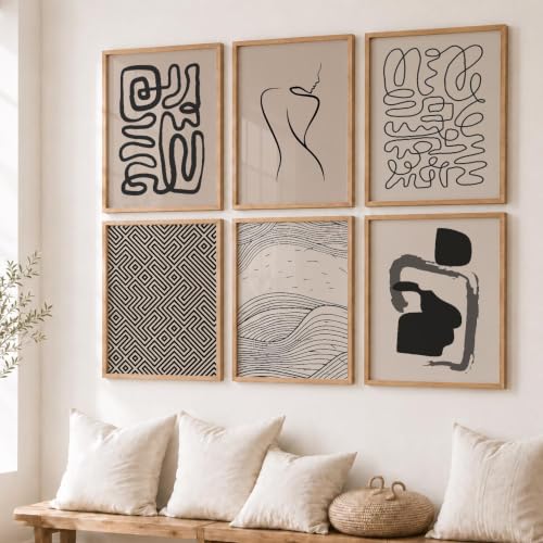 Image of kotart Boho Theme Digital Painting for Wall Decoration - Minimal Art Prints Living Room Bedroom Office Decor (14X20 Inch, I) Pack of 6