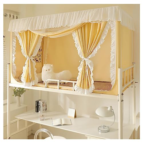 Princess Bed Netting Canopy for Girls Canopy Bed Frame Post Poles with Curtains Mosquito Net Bed Frame Curtain Brackets for Student Dormitory,Yellow,90 * 90cm