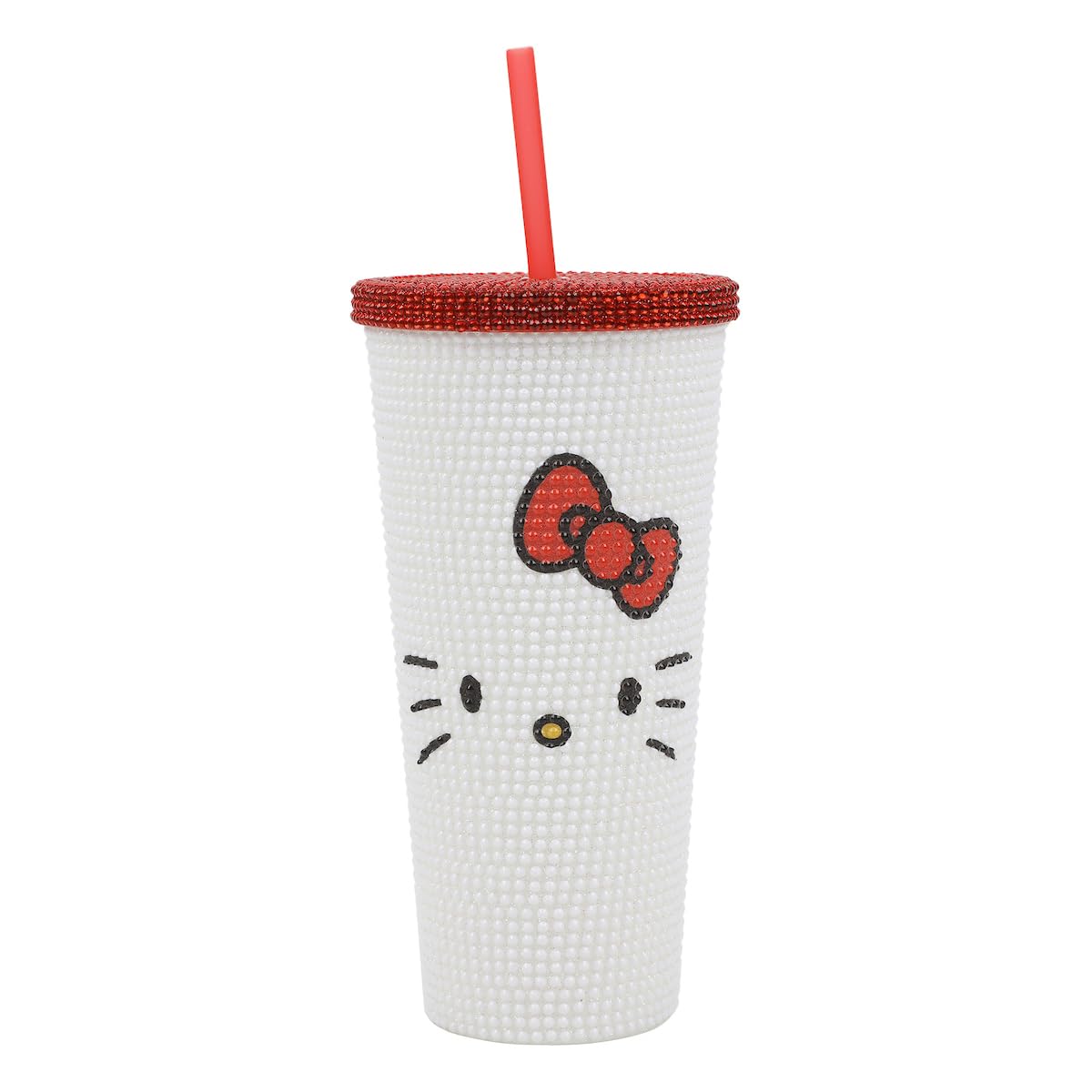 Hello Kitty Big Face 20 Oz White Rhinestone-Studded Plastic Tumbler Cup