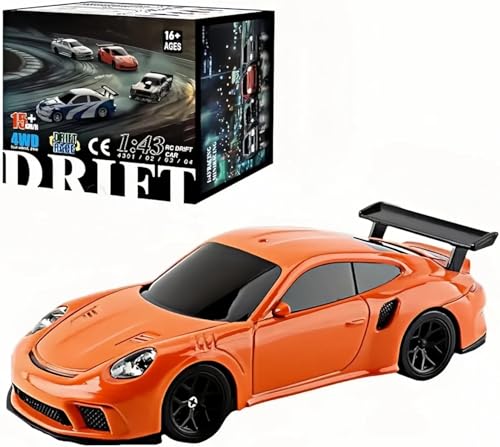 NBJIALIN RC Drift Car - 1:43 Remote Control Car 2.4GHz Mini Drift Cars Racing High Speed Drift Car Model with LED Lights for RC Toys Gift (Orange)