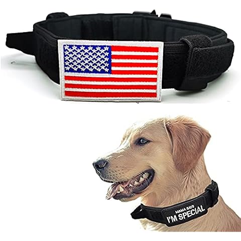 HRTTSY Tactical Dog Collar Adjustable Nylon Military Collar with Thick Handle and Heavy Metal Buckle with American Flag and Special Patches Training Dog Collars for Medium and Large Dogs Cover