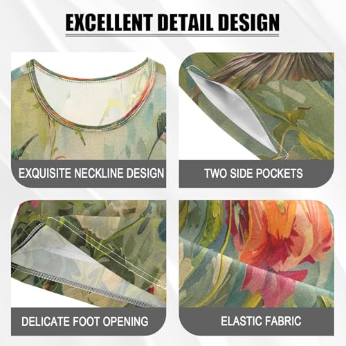 senya Short Sleeve Pajamas Sets Summer Cotton Sleepwear Hummingbird Peony Lily4