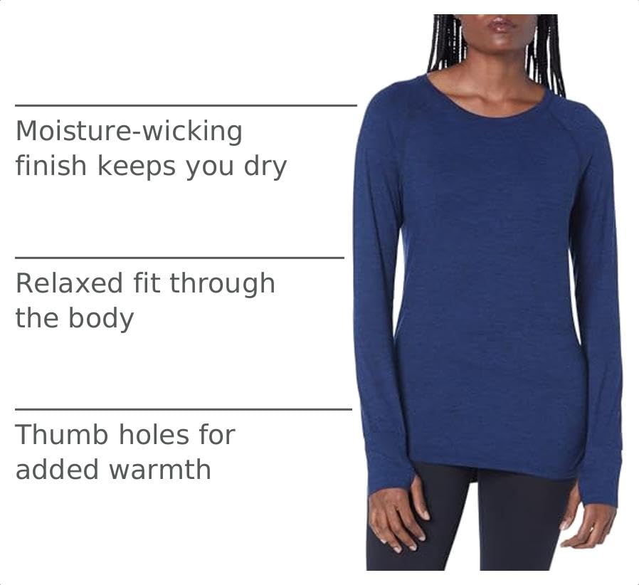 Image of Amazon Essentials Womens Brushed Tech Stretch Long-Sleeve Crewneck Shirt (Available in Plus Size)