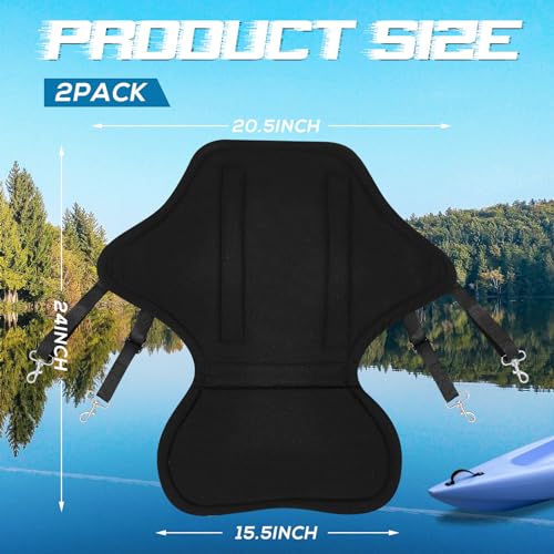 Image of Lewtemi 2 /4 Pack Padded Kayak Seat Fishing Boat Seat with Storage Bag 8 Fixed D Rings Screws Detachable Paddle Board Canoe Chair with Adjustable Back Strap for Summer Canoe Universal Sit