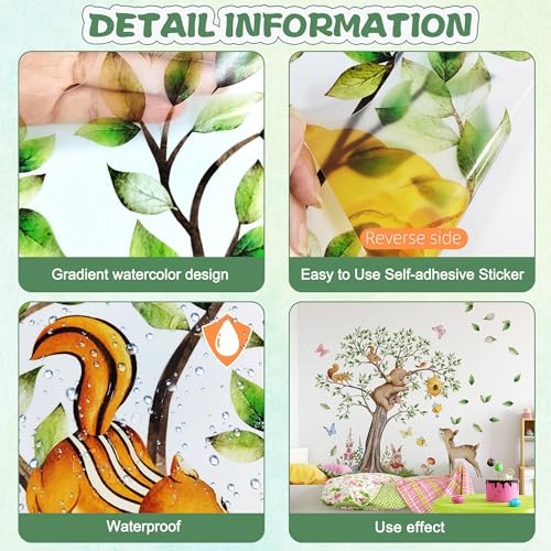 Vinilos decorativos de árbol y animales para pared infantil miniatura 7